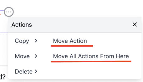 How To Move Actions in the Workflow Builder
